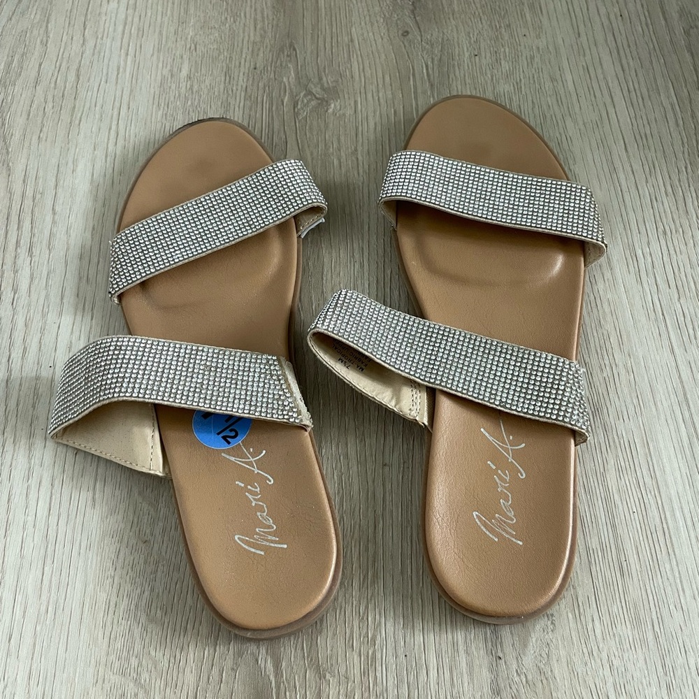 Rhinestone double strap flat sandals - Picture 2 of 4